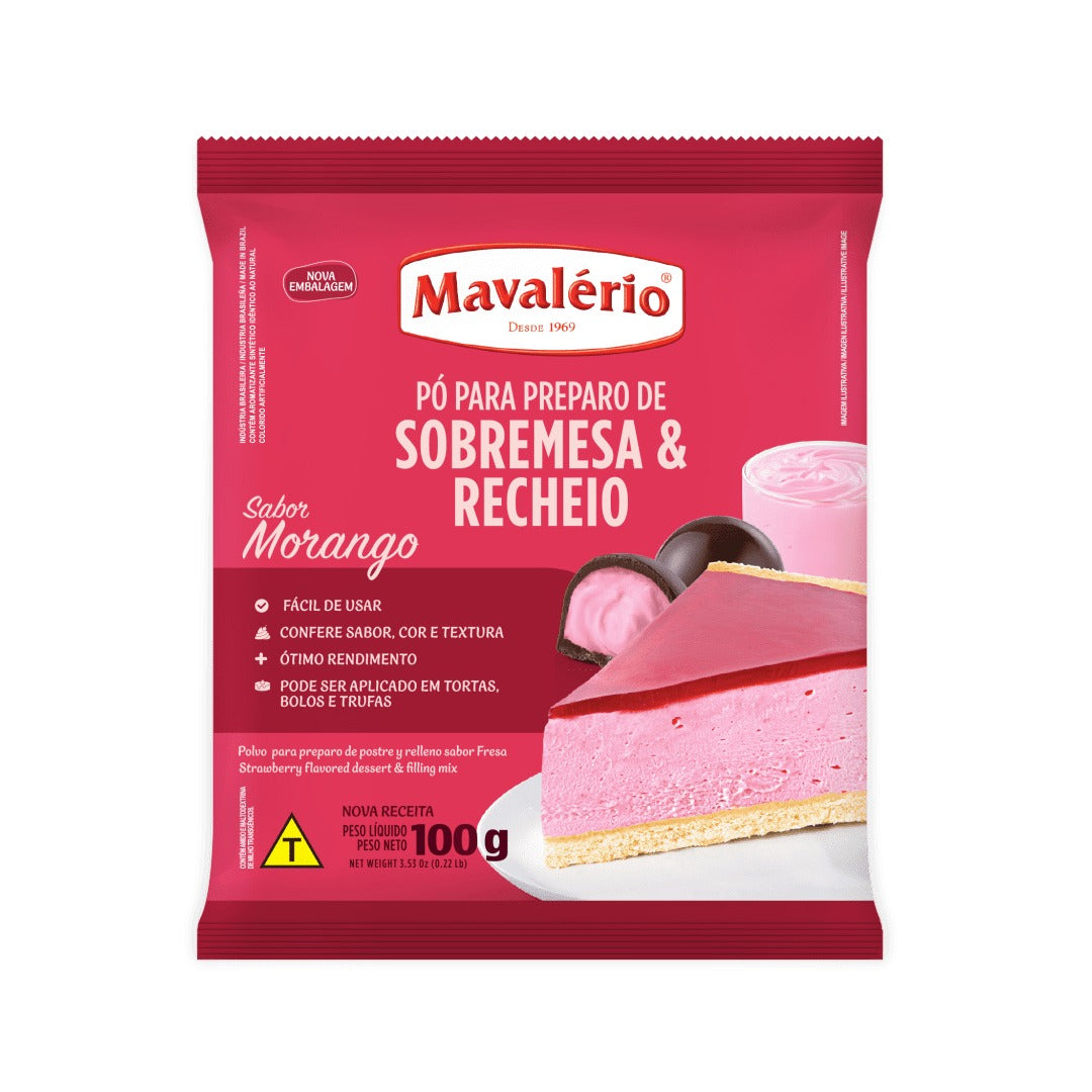 Mavalério Strawberry Dessert & Filling Mix Powder – 100g (3.5oz)
