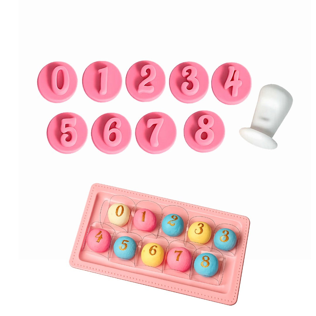Mini Fondant & Brigadeiro Embosser Stamp Set | 2cm Fancy Numbers