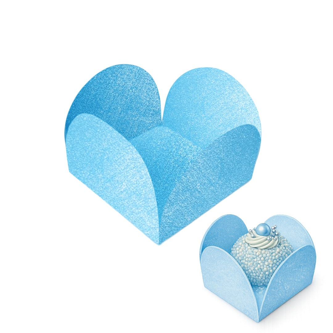 Pearlized Light Blue Mini Dessert Liners - 50 count