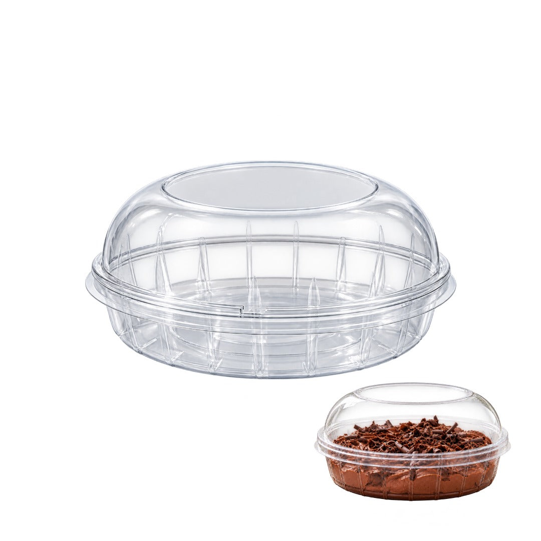 BWB 33.8 fl oz (1 L) Oblong Dessert Container with Dome Lid – 10-Pack