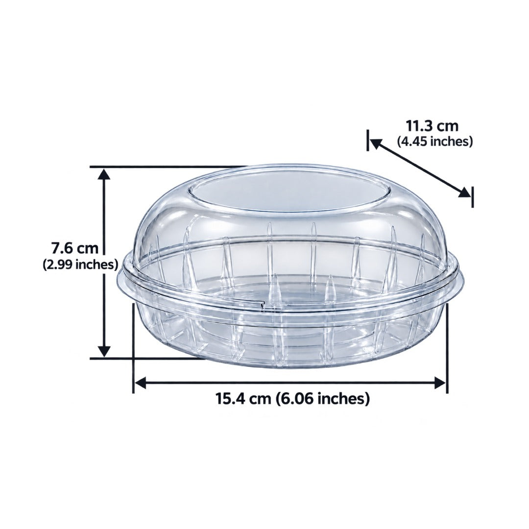 BWB 33.8 fl oz (1 L) Oblong Dessert Container with Dome Lid – 10-Pack