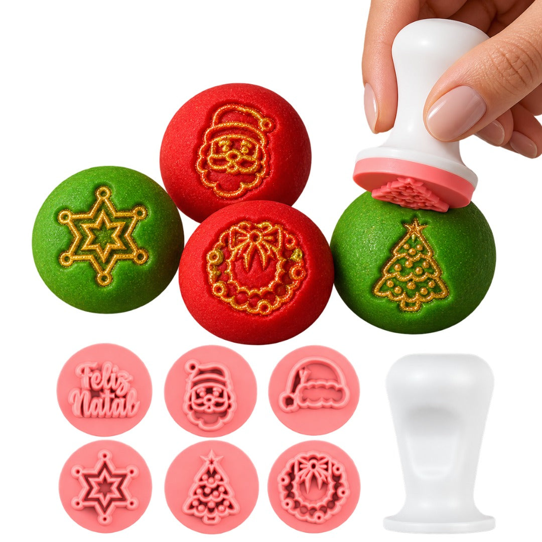Mini Set de Sellos para Fondant y Brigadeiro – Resplandor Navideño | 2 cm (0,79 pulg) | Natal Iluminado