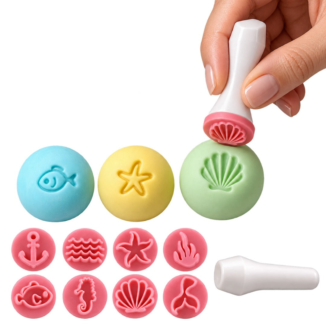 Conjunto de Mini Carimbos para Fondant & Brigadeiro – Fundo do Mar | 1,5 cm | Fundo do Mar