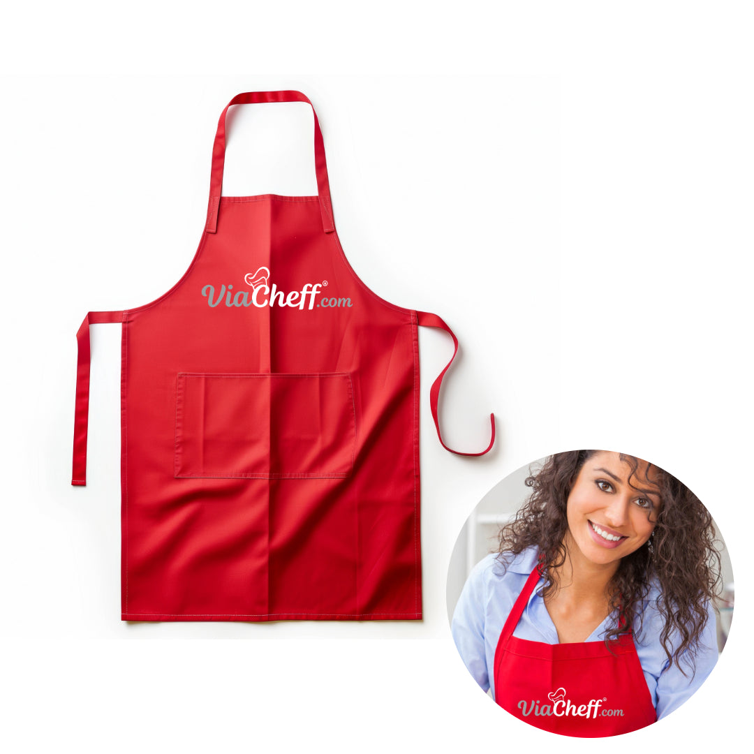 ViaCheff Fabric Apron with Front Pocket (Red) Size M