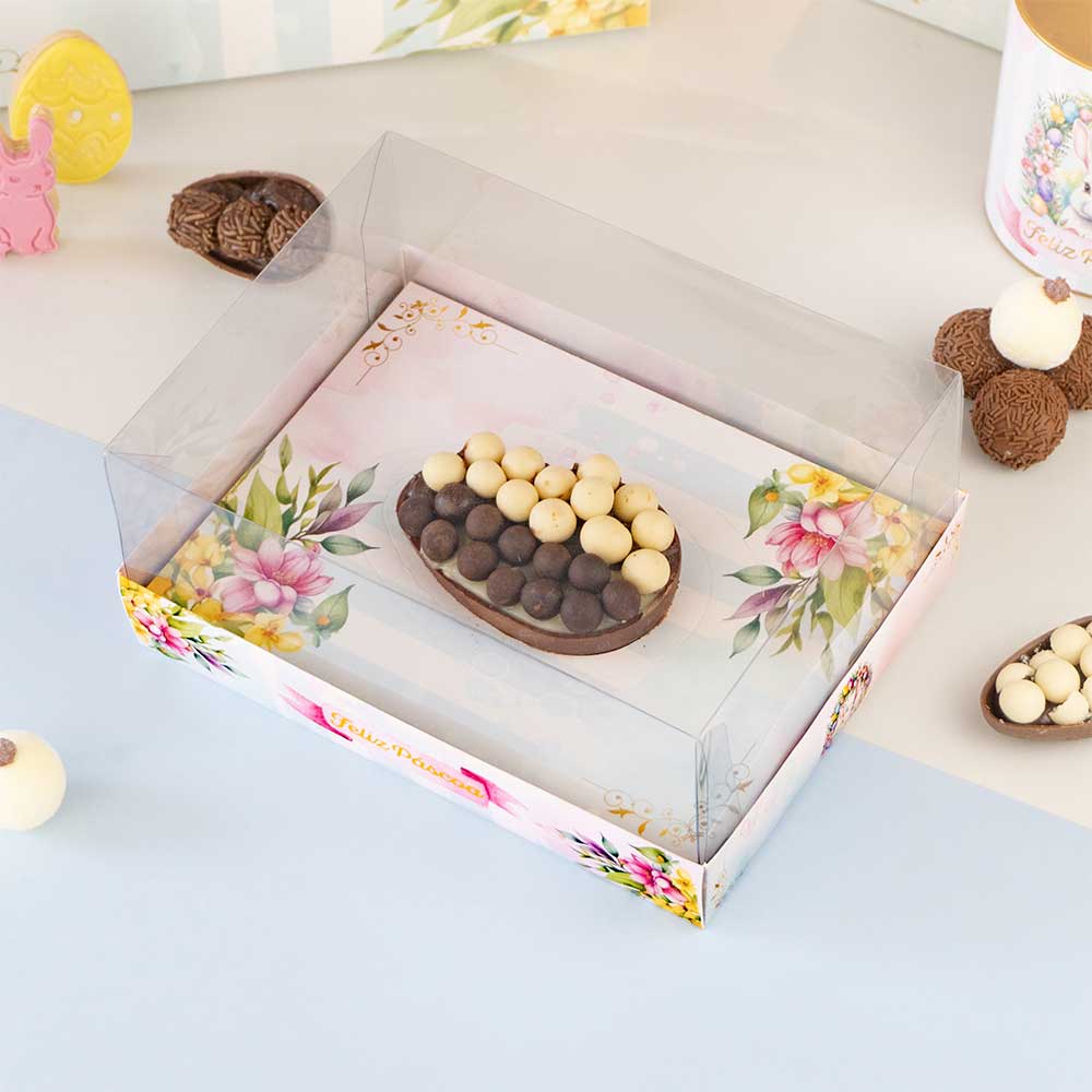 Box for Half Stuffed Easter Eggs With Clear Lid. (Adjustable for 150g to 500g shells) AFETO Line - 10 Pack