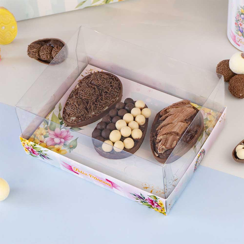 Box for Half Stuffed Easter Eggs with Clear Lid for 150g shells AFETO Line - 10 Pack