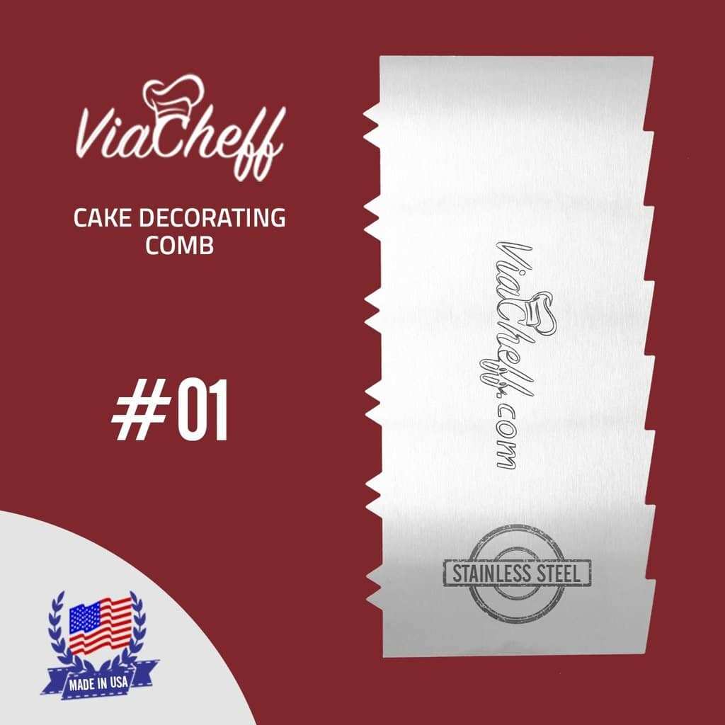 2-Sided Stainless Steel Cake Decorating Comb #1 (4" X 8") - ViaCheff.com