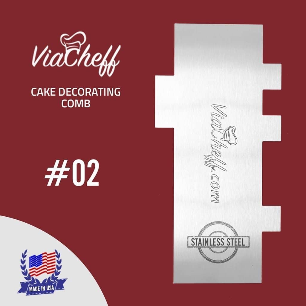 2-Sided Stainless Steel Cake Decorating Comb #2 (4" X 8") - ViaCheff.com