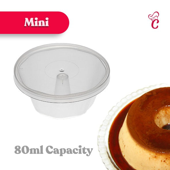 Oven Safe Plastic Mini Pudding/Flan Pan With Lid - 20 Pack (80ml)