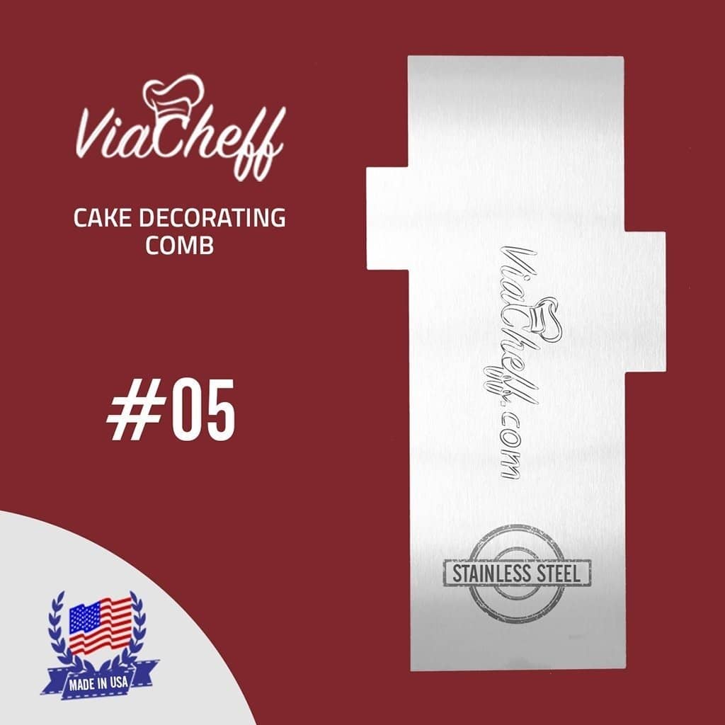 2-Sided Stainless Steel  Cake Decorating Comb #5 (4" X 8") - ViaCheff.com