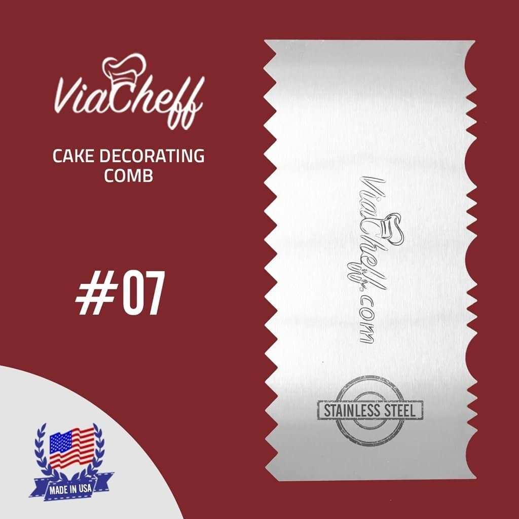 2-Sided Stainless Steel  Cake Decorating Comb #7 (4" X 8") - ViaCheff.com