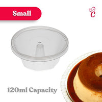 Thumbnail for Oven Safe Plastic Small Pudding/Flan Pan With Lid - 10 Pack (120ml)