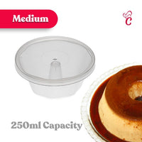 Thumbnail for Oven Safe Plastic Medium Pudding/Flan Pan With Lid - 8 Pack (250ml)