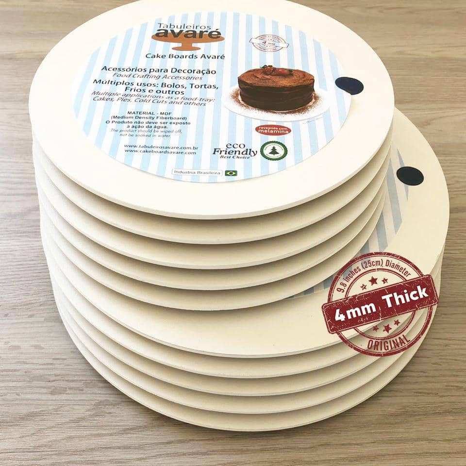 Round MDF 9.8 inches (25cm) Cake Board-4mm thick - ViaCheff.com