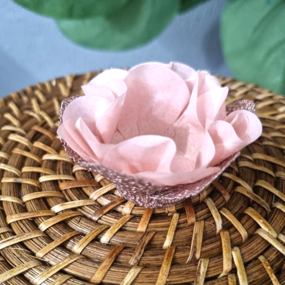 Blush Rose Lady / Rose Gold Tela Flower - 50 pack