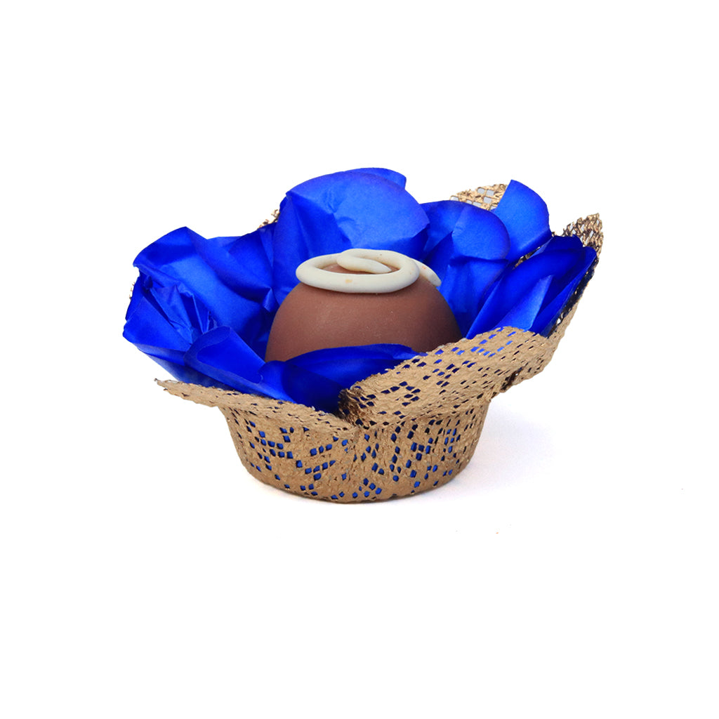 Royal Blue Lady / Gold Tela Flower - 50 pack