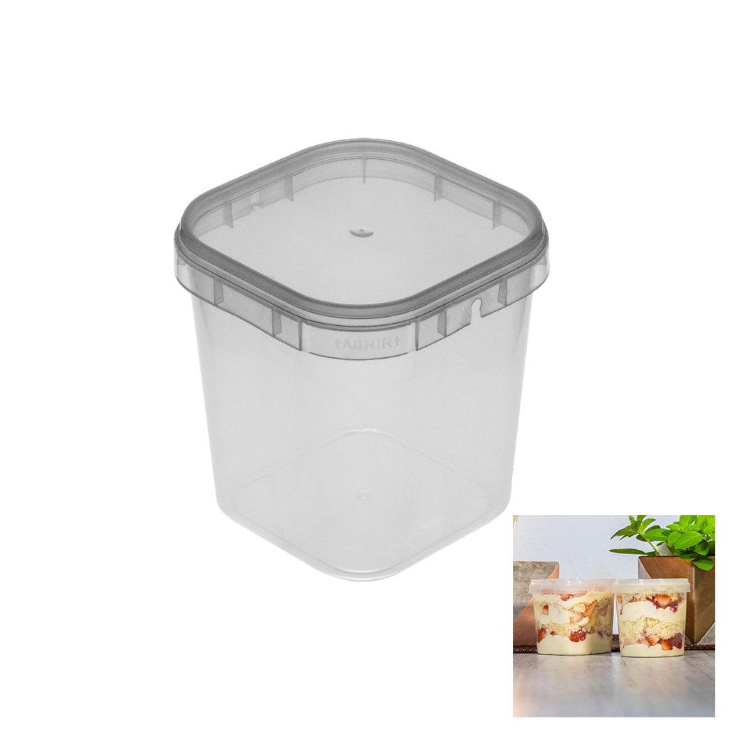 Square Containers For Cake In A Jar With Lid  (500ml) - 10 Pack - ViaCheff.com