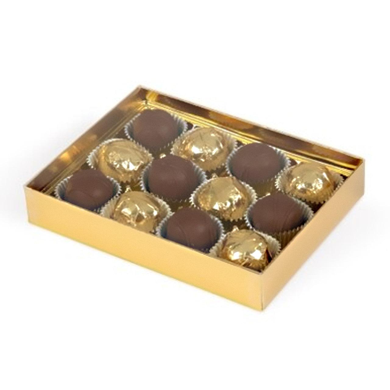 Large Single Layer Gold Box for 12 Candies - ViaCheff.com