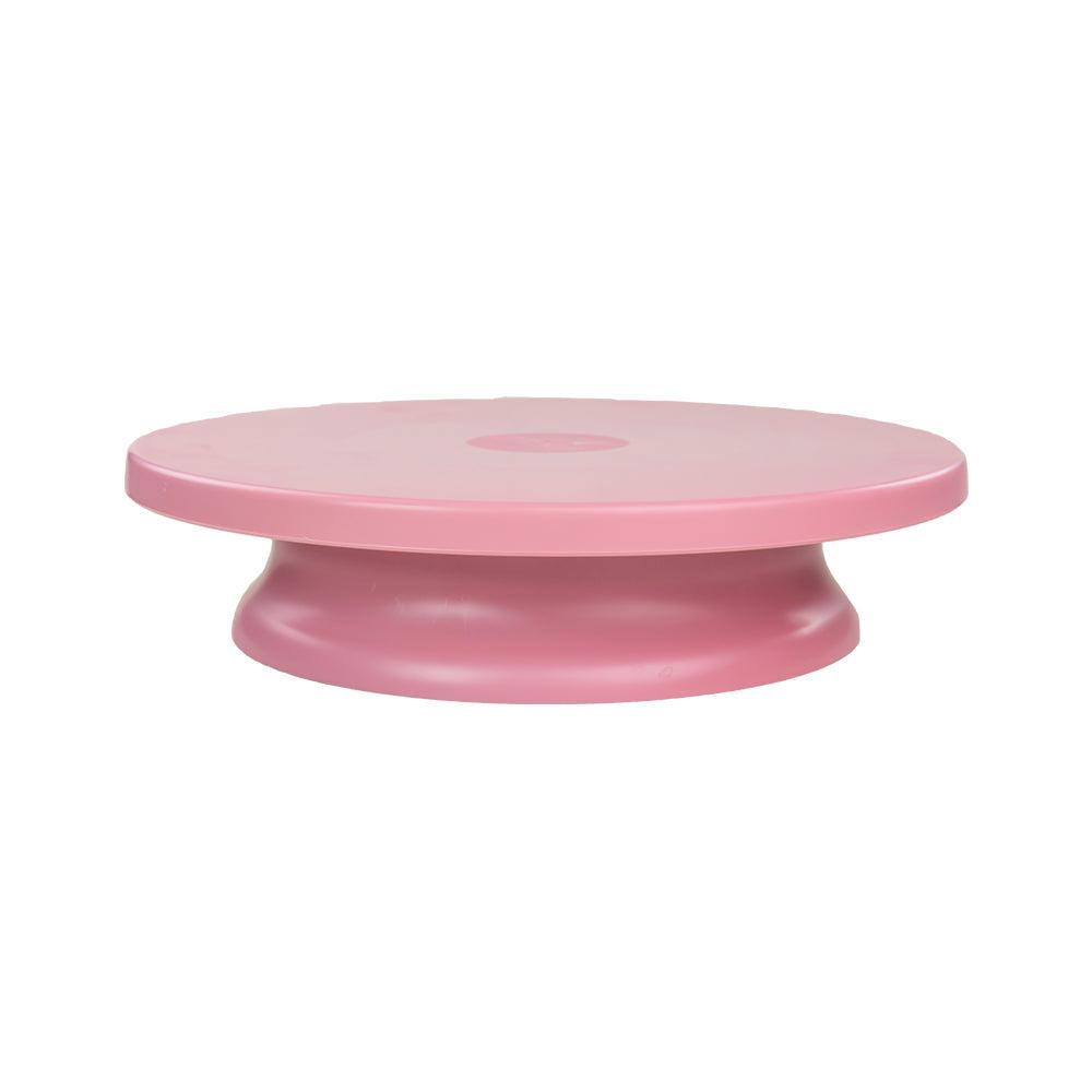 Solid Pink Plastic Cake Turntable  - 29cm (11.5 Inches) - ViaCheff.com